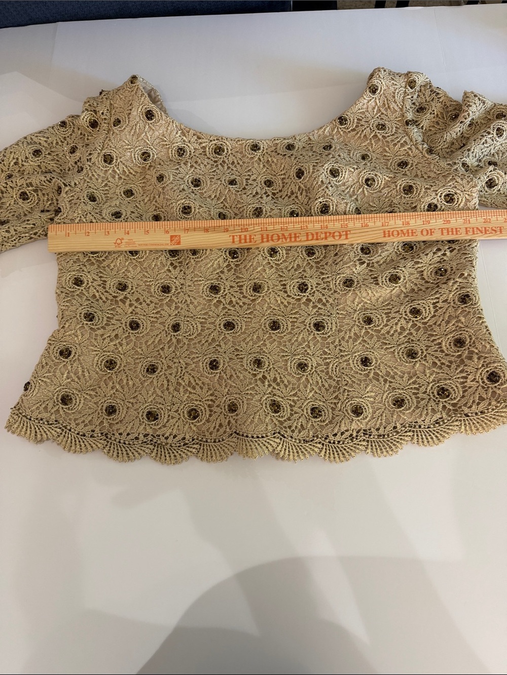 Watters and Watters Gold Lace Cocktail Champagne Top Plus 20 - Picture 6 of 11
